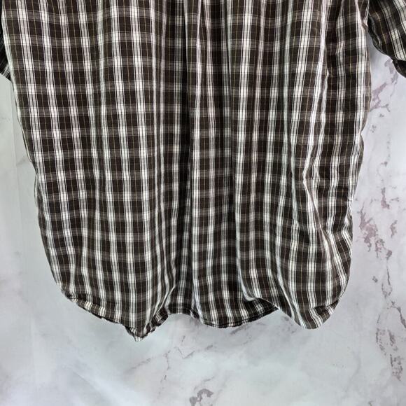 Carhartt Shirt Mens XL Brown White Short Sleeve Button Up Plaid Collared Cotton - Picture 7 of 11